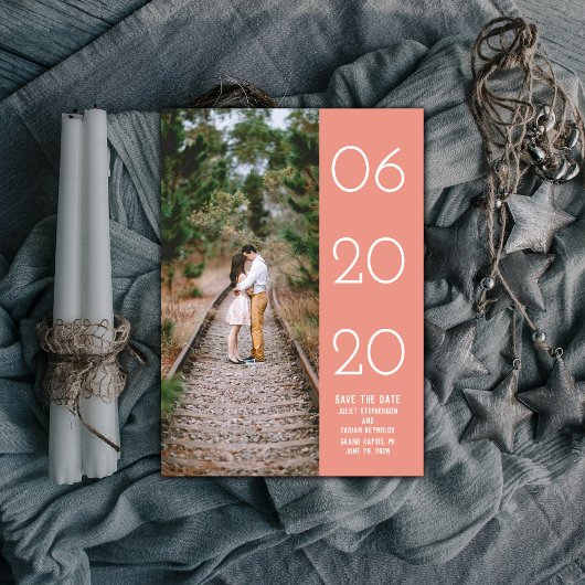 サイドエレガントスイープフォト日付の保存 |コーラル セーブザデート