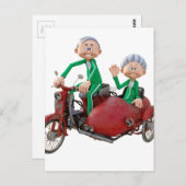 サイドカーでモデルになった老夫婦 ポストカード (正面/裏面)