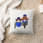 サイドカーのオートバイのカップルの枕はそれをカスタマイズ! クッション (ブランケット)