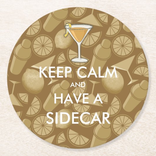 サイドカーカクテル ラウンドペーパーコースター (正面)