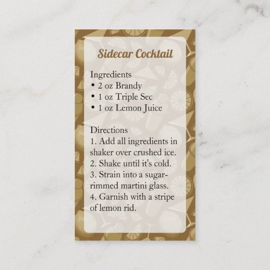 サイドカーカクテル 名刺 (裏面)