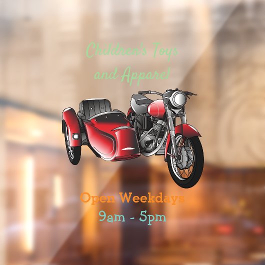 サイドカーバイカートゥーンイラストレーション ウィンドウサイン (シート2)