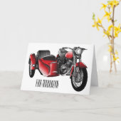 サイドカーバイカートゥーンイラストレーション カード (黄色い花)