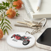 サイドカーバイカートゥーンイラストレーション キーホルダー (正面右)