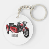 サイドカーバイカートゥーンイラストレーション キーホルダー (裏面)