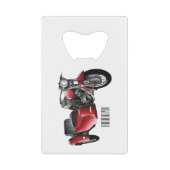 サイドカーバイカートゥーンイラストレーション クレジットカード栓抜き (正面)