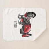 サイドカーバイカートゥーンイラストレーション シェルパブランケット (正面(横))
