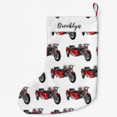 サイドカーバイカートゥーンイラストレーション スモールクリスマスストッキング (裏面)