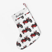 サイドカーバイカートゥーンイラストレーション スモールクリスマスストッキング (裏面 (吊り時))