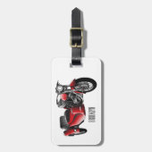 サイドカーバイカートゥーンイラストレーション ラゲッジタグ (正面縦)