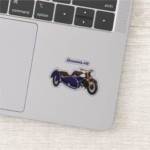 サイドカーパープルバイクイラストレーション シール