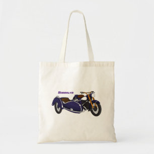 サイドカーパープルバイクイラストレーション トートバッグ