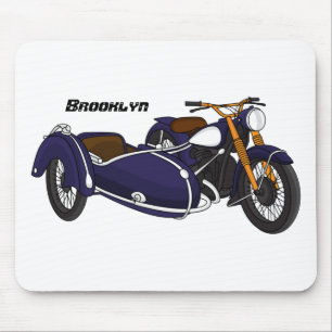 サイドカーパープルバイクイラストレーション マウスパッド