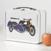サイドカーパープルバイクイラストレーション メタルランチボックス (インサイチュ)