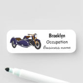 サイドカーパープルバイクイラストレーション 名札 (インサイチュ)