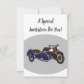 サイドカーパープルバイクイラストレーション 招待状 (裏面)
