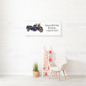サイドカーパープルバイクイラストレーション 横断幕 (インサイチュ)