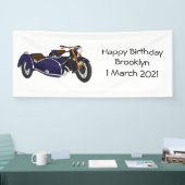 サイドカーパープルバイクイラストレーション 横断幕 (トレードショー)