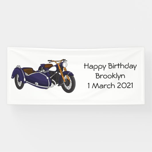 サイドカーパープルバイクイラストレーション 横断幕 (横)