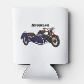 サイドカーパープルバイクイラストレーション 缶クーラー (裏面)