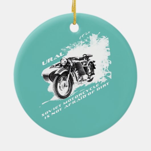 サイドカー付きウラルバイクは汚れを恐れていない セラミックオーナメント (裏面)