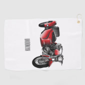 サイドカー付バイクのキャラクターイラスト ゴルフタオル (横)