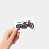 サイドカー 紫のオートバイのイラスト バッジ (手持ち)