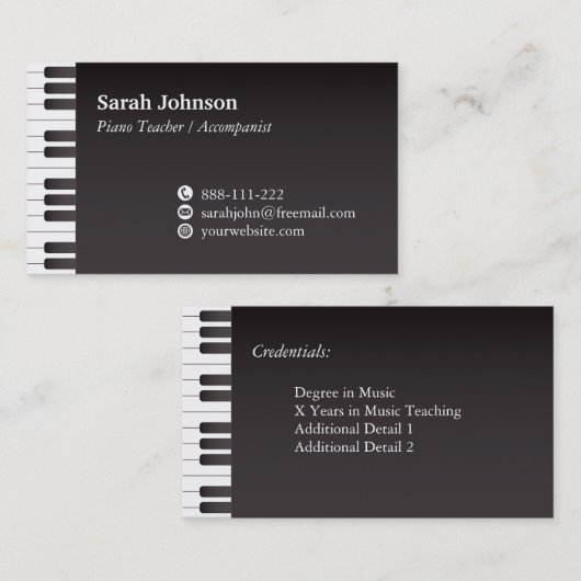 サイドクラシック鍵ミュージック先生  名刺 (正面/裏面)