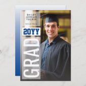 サイドグラードブルークラス年完全写真卒業 招待状 (正面/裏面)