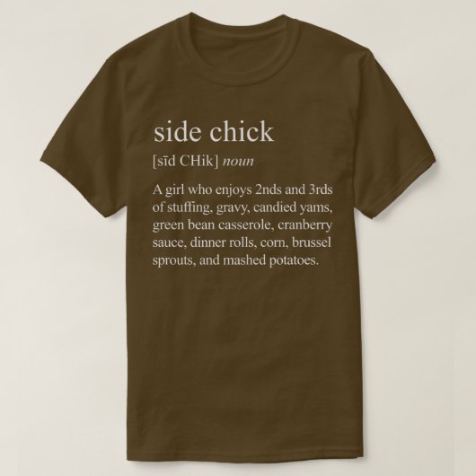 サイドシック定義おもしろい、サイドシック感謝祭 Tシャツ (デザイン正面)
