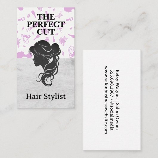 サイドシルエット女性ヘア 名刺 (正面/裏面)