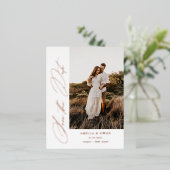 サイドスクリプトモダンミニマル結婚ラストフォト 箔招待状ポストカード (立ち正面)