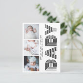 サイドスタイリッシュタイポグラフィ3フォトベビーありがとう ポストカード (スタンド正面)