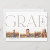 サイドタイポグラフィ卒業2022 3フォトパーティーグレー 招待状 (正面)