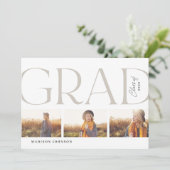 サイドタイポグラフィ卒業2022 3フォトパーティーグレー 招待状 (スタンド正面)