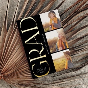 サイドタイポグラフィ卒業2022 3フォトパーティーフォイル 箔招待状