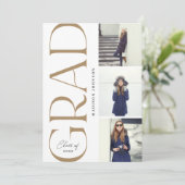 サイドタイポグラフィ卒業2022 3写真パーティー金ゴールド 招待状 (スタンド正面)