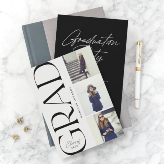 サイドタイポグラフィ卒業2022 3写真パーティー 招待状