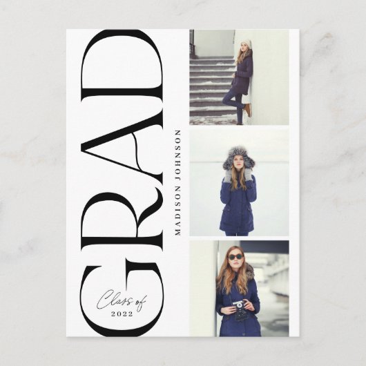 サイドタイポグラフィ卒業2022 3写真パーティー 案内ポストカード (正面)
