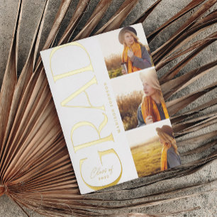 サイドタイポグラフィ卒業2022 3写真パーティー 箔招待状