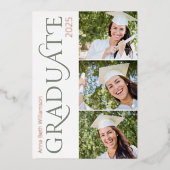 サイドタイポグラフィ3フォトセージ卒業パーティー 箔招待状 (正面)