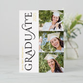 サイドタイポグラフィ3写真卒業パーティー 箔招待状 (立ち正面)