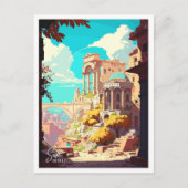 サイドターキーアートヴィンテージトラベルイラストレーション ポストカード (正面)