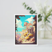 サイドターキーアートヴィンテージトラベルイラストレーション ポストカード (スタンド正面)