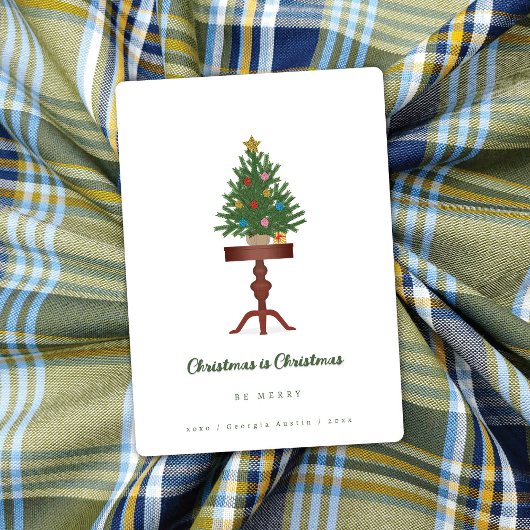 サイドテーブルクリスマスツリーのクリスマスカード シーズンカード