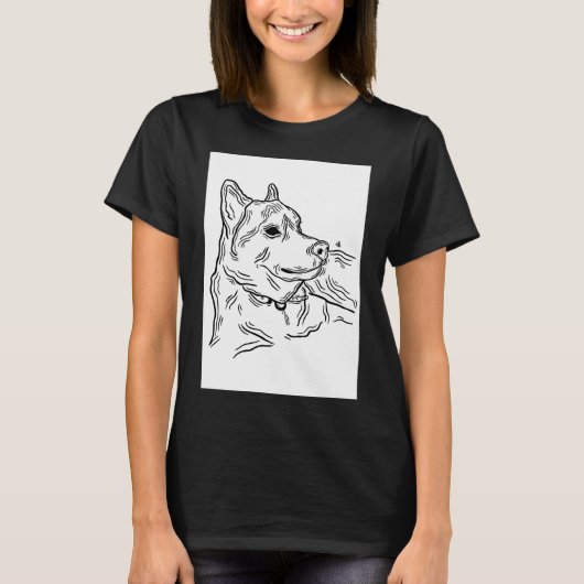 サイドハスキーイラストレーションアニマルアートロン Tシャツ (正面)