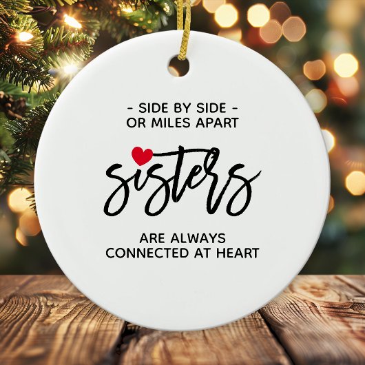サイドバイサイドシスターコネクテッドアットハート引用文 セラミックオーナメント