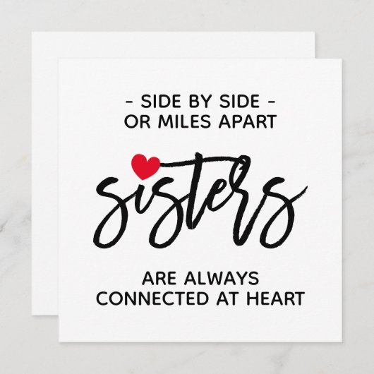 サイドバイサイドシスター接続ハート引用文カード (正面/裏面)