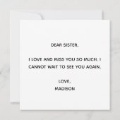 サイドバイサイドシスター接続ハート引用文カード (裏面)