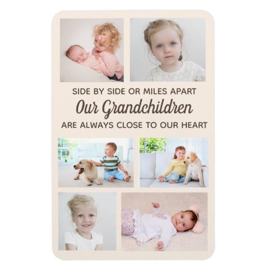 サイドバイサイド6写真孫グランドペアレント マグネット (縦)